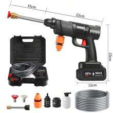 Home Electric High Pressure Car Wash Water Gun, Rechargeable High Pressure Washer , Three Spray Patterns Lithium-Ion Battery Powered, Home High Pressure Washer With Hose And Gun For Caravan, Bike, Garden Furniture, Best Choice For Gift Giving, Best Gift To Your Loved Ones On Independence Day, Christmas Day, Birthdays, New Year's Day, And Halloween! - 1套三種類型的印刷品 - 查看 3