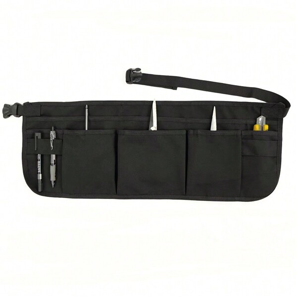 1pc Heavy Duty Canvas Waist Apron, Waterproof, Multiple Pockets & Hammer Loop, Adjustable Length, Suitable For Outdoor Work, Gardening, Construction, Woodworking, Electrician, Art & Crafting, Unisex