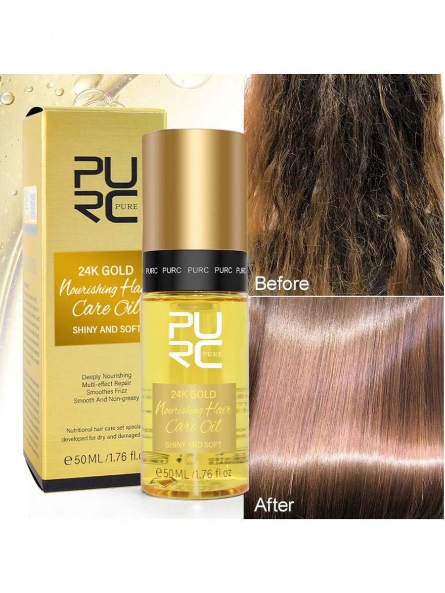 PURC 护发油，修复、抗毛躁、顺滑、芳香头发和头皮护理护发油 - 金色 - 查看 1