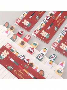 1 PIEZA Notas adhesivas navideñas con 8 diseños, bloc de notas con índice de dibujos animados lindos, regalo de papelería para niños, relleno de calcetín navideño, suministros de oficina pegatinas de marcador