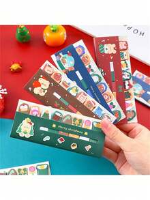 1 PIEZA Notas adhesivas navideñas con 8 diseños, bloc de notas con índice de dibujos animados lindos, regalo de papelería para niños, relleno de calcetín navideño, suministros de oficina pegatinas de marcador