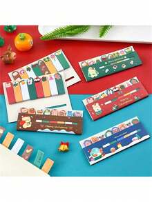 1 PIEZA Notas adhesivas navideñas con 8 diseños, bloc de notas con índice de dibujos animados lindos, regalo de papelería para niños, relleno de calcetín navideño, suministros de oficina pegatinas de marcador