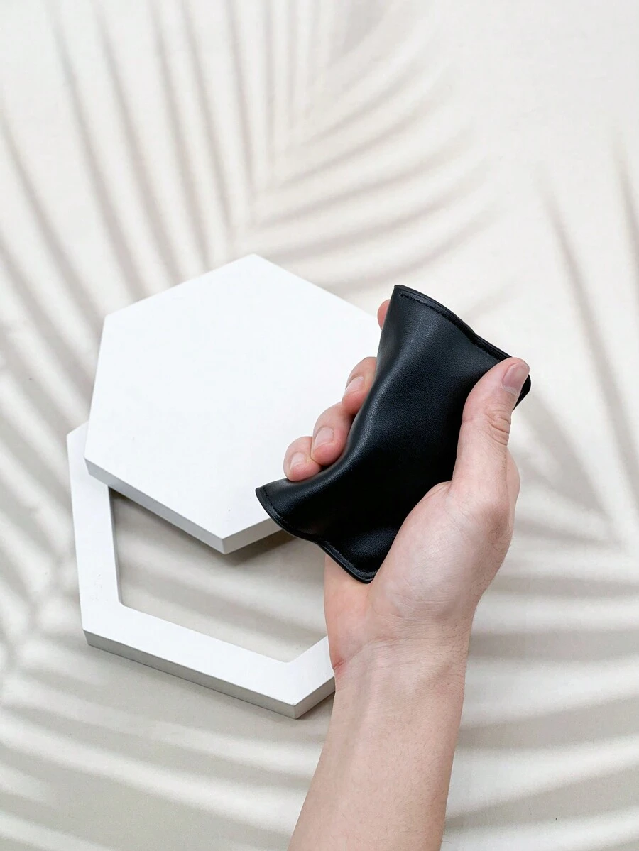 时尚简约柔软男士短款钱包青少年大学生超薄美元钱包迷你钱包生日 - 黑色 - 查看 1