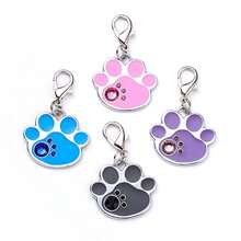 1 件可爱彩色爪印形宠物狗 ID 标签，带钻孔，可定制雕刻、水钻装饰、宠物项圈配件、DIY 宠物珠宝 - 灰色 - 查看 4