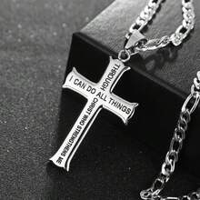 "I Can Do All Things Through Christ" Cross Christian Necklace - As Shown - View 9