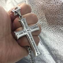 "I Can Do All Things Through Christ" Cross Christian Necklace - As Shown - View 6