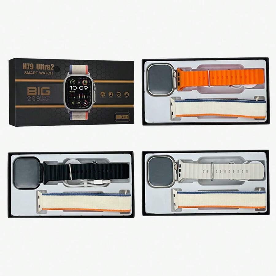 Reloj inteligente H79 ultra2 Llamada Bluetooth de 2,3 pulgadas con carga inalámbrica y campaña de monitoreo de salud resistente al agua 49mm - Negro - Ver 1