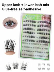 84/120 Pcs Mixed Style Lash Extensions, New Design With Upper And Lower Lashes Combination, Transparent Stem Upper Lashes And Slim Stem Lower Lashes For Natural & Comfortable Wear, Versatile Style Suitable For Stage, Party, Date