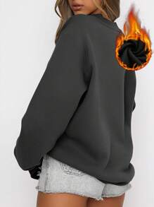 Damen Sweatshirts Fleece Rundhals Herbst Winter Loose Pullover