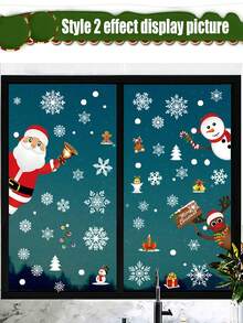 80 件圣诞窗贴套装，节日驯鹿、圣诞老人和雪人贴花，适用于玻璃表面的非粘性节日装饰品，鲜艳的红纸，易于使用 - 非常适合圣诞快乐庆祝活动，圣诞贴纸圣诞老人雪人玻璃贴纸窗户展示雪花麋鹿贴纸窗户贴纸双面效果，时尚节日礼物 - 彩色 - 查看 8