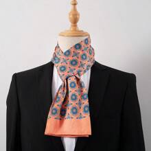 Elegant Men's Fashion Floral Print Scarf, Soft Faux Silk Neckerchief, Perfect Gift For Business/Formal Occasions, Spring/Autumn - Multicolor - View 25