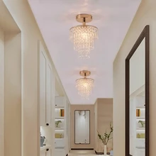 7.87-Inch Luxury Mini Crystal Chandelier, Crystal Pendant Light, Suitable For 220-240V, E14 Bulb Socket, 3-Tier Raindrop Design, Compact & Elegant, Suitable For Recessed Ceiling Lighting In Bedroom, Hallway And Living Room (Bulb Not Included) - one-size - View 5