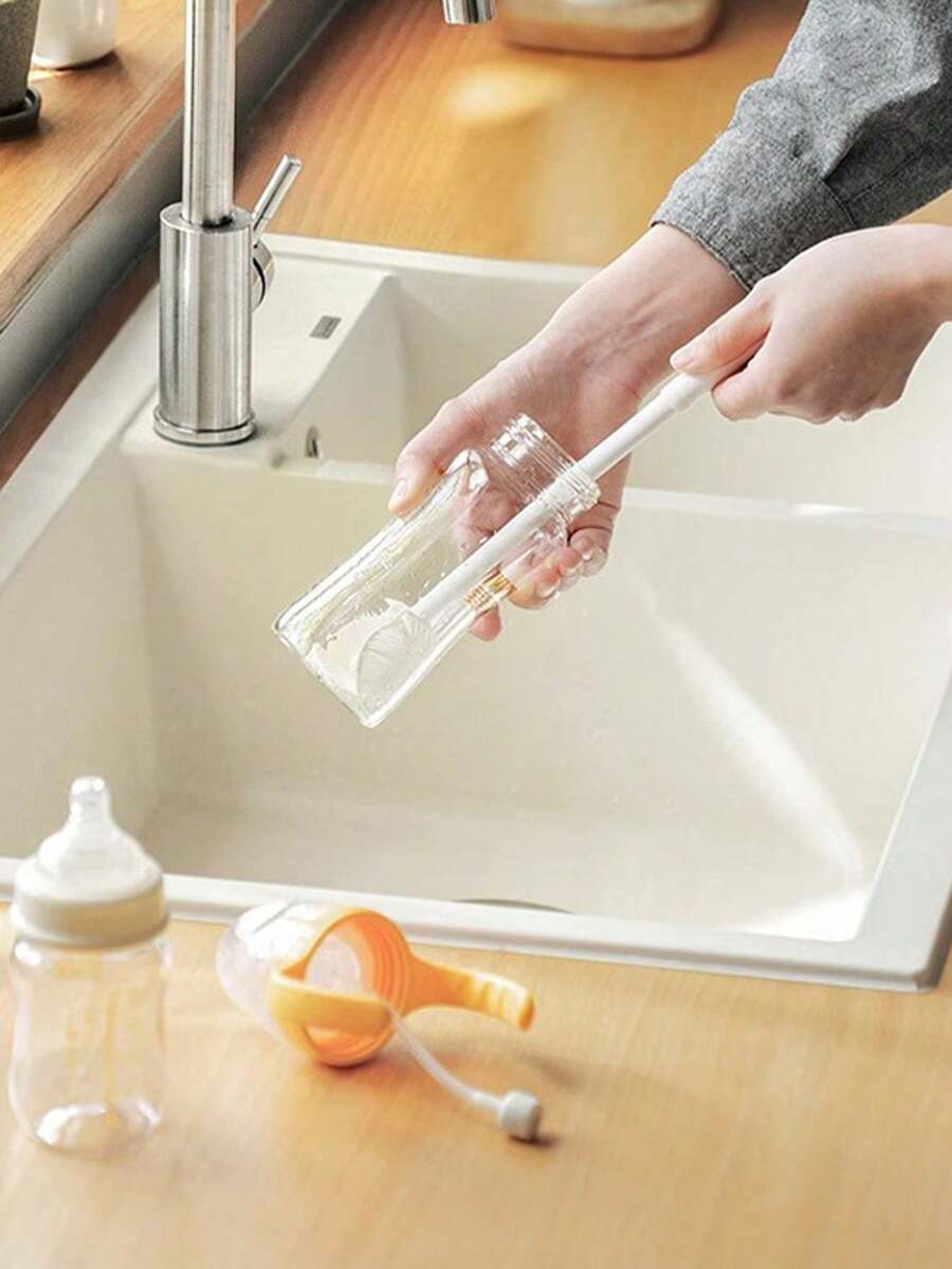 1pc Multifunctional Silicone Long Handle Cup Brush, 3In1 Bottle
