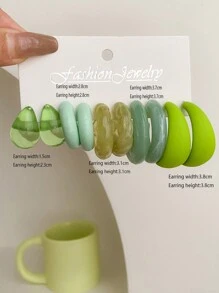 5 paires/set de boucles d'oreilles clous avec motifs virgule et goutte d'eau mignonnes pour femmes