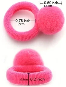 20 件女孩彩色蓬松绒球发饰套装，弹性好且耐用，均码适合各种风格，适合日常佩戴 - MQ-01-20pcs - 查看 6