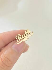 1 件金色优雅可爱的银色款式，定制一对个性化名字耳环，不锈钢可爱爱心蝴蝶结名字耳环，女士时尚耳环，语言仅限于英文字母母亲节礼物感恩节圣诞节 - 彩色 - 查看 2