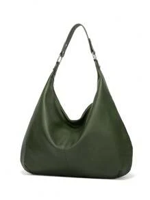 Vintage Tote Bag For Women, New Arrival, Large Capacity, Shoulder & Top Handle, Soft Leather, Underarm Style, Versatile For Commute , Green - Green - View 4