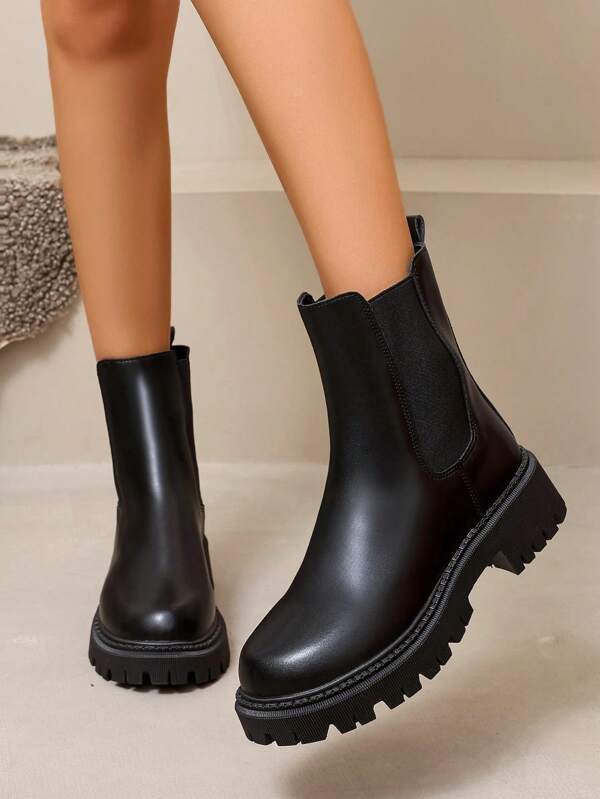 Women's Vintage Outdoor Mid-Calf Boots, New Arrival Autumn/Winter Boots, Fashionable Elastic Chelsea Boots, Easy To Wear