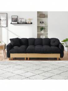Black  Technology Cloth Three-Seat Sofa Lift Sofa Bed With Locker Sofa Sofa Bed Small Sofa Small Family Sofa Bed,CozyNest9