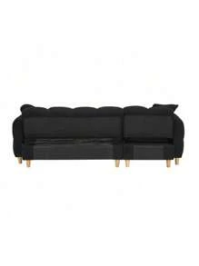 Black  Technology Cloth Three-Seat Sofa Lift Sofa Bed With Locker Sofa Sofa Bed Small Sofa Small Family Sofa Bed,CozyNest9