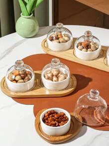 WGROOM 2pcs/Set, 3pcs/Set, 4pcs/Set Wooden Ceramic Glass Multifunction Storage Jars, Airtight Containers For Grains, Candies, Cookies, Breads, Suitable For Outdoor, Wedding, Party, Gift, Birthday, Christmas Gift - Multicolor - View 6