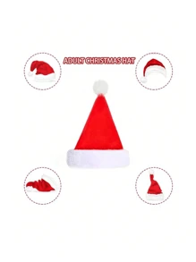1顶圣诞帽，圣诞老人帽，成人款红色男女通用双层加厚天鹅绒圣诞帽，保暖舒适，适合新年节日派对。迷你装饰圣诞帽，可放置刀叉等餐具。最佳生日礼物，家居装饰，圣诞装饰，房间装饰，冬季圣诞装饰，家居圣诞礼物，圣诞装饰