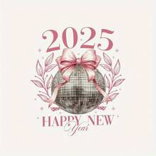 1/2/3 件 2025 年新年迪斯科球热贴纸，粉色蝴蝶结 - 服装和面料，塑料，社交俱乐部调情风格 - 派对时尚配饰（白色） - 彩色 - 查看 1