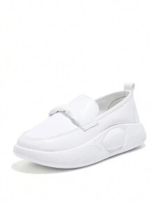 Giày Y Tá Nữ Da Mềm Thoải Mái Đế Phẳng Giày Công Sở Giày Đế Dày Không Gây Mệt Mỏi Giày Thể Thao Trắng Thường Ngày - trắng - Xem 5