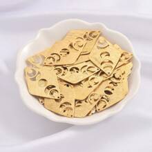 10pcs Raw Brass Single Hole Hollow Moon Textured Pattern Pendant, DIY Simple Earrings Necklace Jewelry Pendant