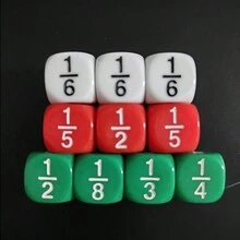 6 viên xúc xắc phân số màu ngẫu nhiên, đạo cụ trò chơi giải trí trong nhà và ngoài trời, hoàn hảo cho việc học ở trường và tại nhà - Nhiều màu - Xem 3