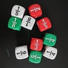 6 viên xúc xắc phân số màu ngẫu nhiên, đạo cụ trò chơi giải trí trong nhà và ngoài trời, hoàn hảo cho việc học ở trường và tại nhà - Nhiều màu - Xem 6