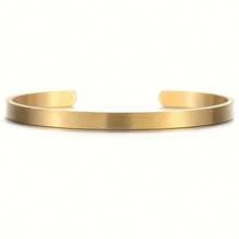 1pc Multi-Color Optional Personalized Letter Carved Stainless Steel Bracelet Brushed Matte Bracelet Simple Casual Style Creative Gift For Women