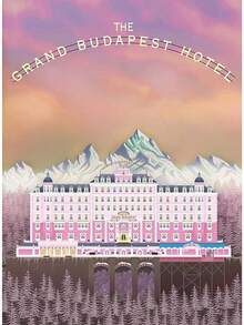 1 件《布达佩斯大饭店》海报粉色复古艺术帆布画印刷简约电影墙家居装饰节日礼物无框架 - 彩色 - 查看 13