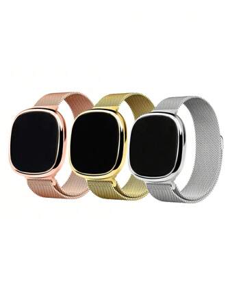 3 st/set Magnetisk rektangel Digital Display Emoticon Par Vänskapsarmbandsklocka, present