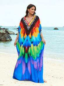 Kaftan Dresses For Women Long Swimsuit Cover Up Plus Size Caftans Beach Bathing Suit Cover Ups - 彩色 - 查看 2