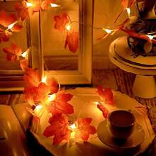 1 件枫叶装饰灯，10/20/40 LED 悬挂枫叶花环灯串，电池供电（不含电池），适用于家居装饰、派对、客厅、情人节、斋月装饰 - Warm Light - 查看 9