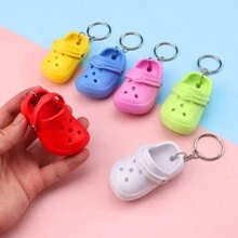1 件创意独特迷你拖鞋情侣钥匙扣、包包挂件、汽车吊坠、仿真毛绒鞋钥匙圈 - 彩色 - 查看 11