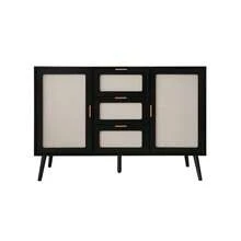 2 Door 3 Drawer Cabinet, Accent Storage Cabinet, Suitable For Living Room, Bedroom, Dining Room, Study - 黑色+密度板 - 查看 8