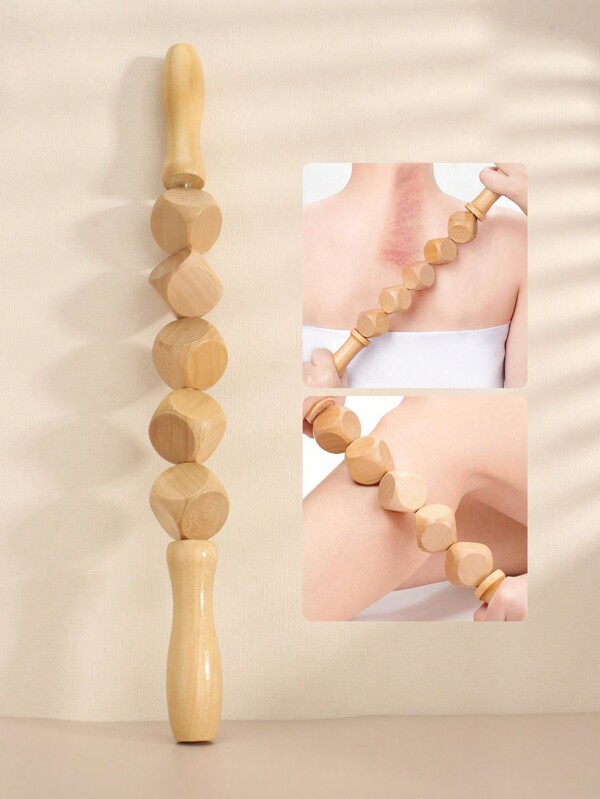 1 pieza Rodillo de masaje de madera, masajeador de meridianos corporales para relajación, adecuado para piernas, brazos, espalda, escuela, vuelta al colegio, viaje, artículos esenciales de viaje, artículos esenciales del hogar, spa, herramienta de masaje, masaje, masajeador, spa