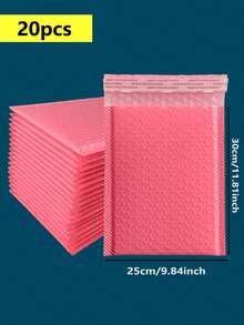20 个/包哑光气泡包装填充信封，自粘式软垫邮寄包装袋 - 粉色 - 查看 2