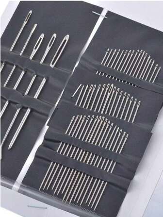 55 件装不锈钢针 手工缝纫绣花针 简易侧穿线缝纫工具