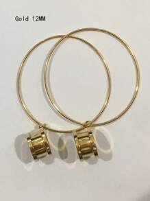 CIZME 2Pcs/Pair Stainless Steel Screw Ear Tunnels Large Hoop Dangle Ear Plugs Expander 4-20mm Gauges For Ears Stretcher Piercing(Silver/Gold/Black/Rose Gold) - Multicolor - View 12