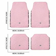 Almohadilla para pies de carro de ajuste universal de PVC y - Diseño de corona en rojo y negro con bordado brillante y detalles de rhinestones artificiales, fácil de limpiar, unisex y duradero - Rosa - Ver 6