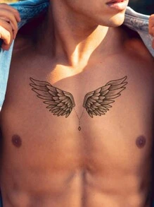 1 pièce Tatouage temporaire, design d'ailes noires libres, imperméable et anti-transpiration, convient aux hommes et aux femmes, peut être placé dans le dos