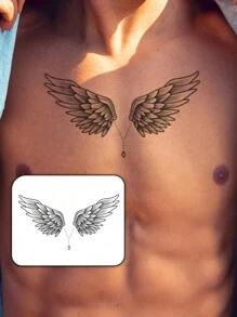 1 pièce Tatouage temporaire, design d'ailes noires libres, imperméable et anti-transpiration, convient aux hommes et aux femmes, peut être placé dans le dos