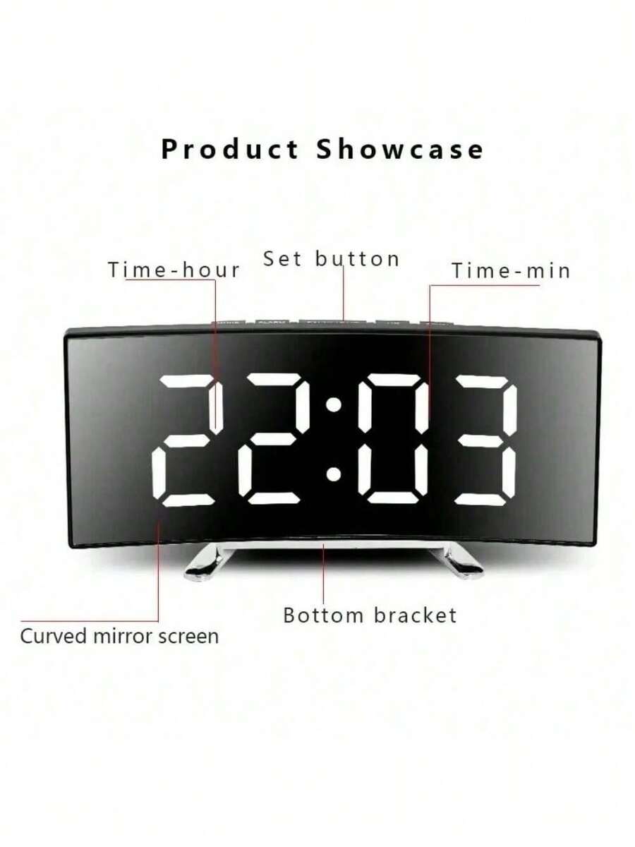 Electronic Clock, LED Large Screen PlugIn Battery DualPurpose Mirror