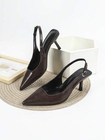 Höst/Vinter 2025 Dam Svarta Högklackade Mary Jane Pumps, Formella Skor Kitten Heel Backless Slip On, Eleganta, Spetsiga Klackar