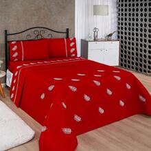 Royalty Queen 4-Piece Sheet Set With Vira Embroidery And Percale Flex 400 Thread Count Luxury Stitch - 紅色 - 查看 2