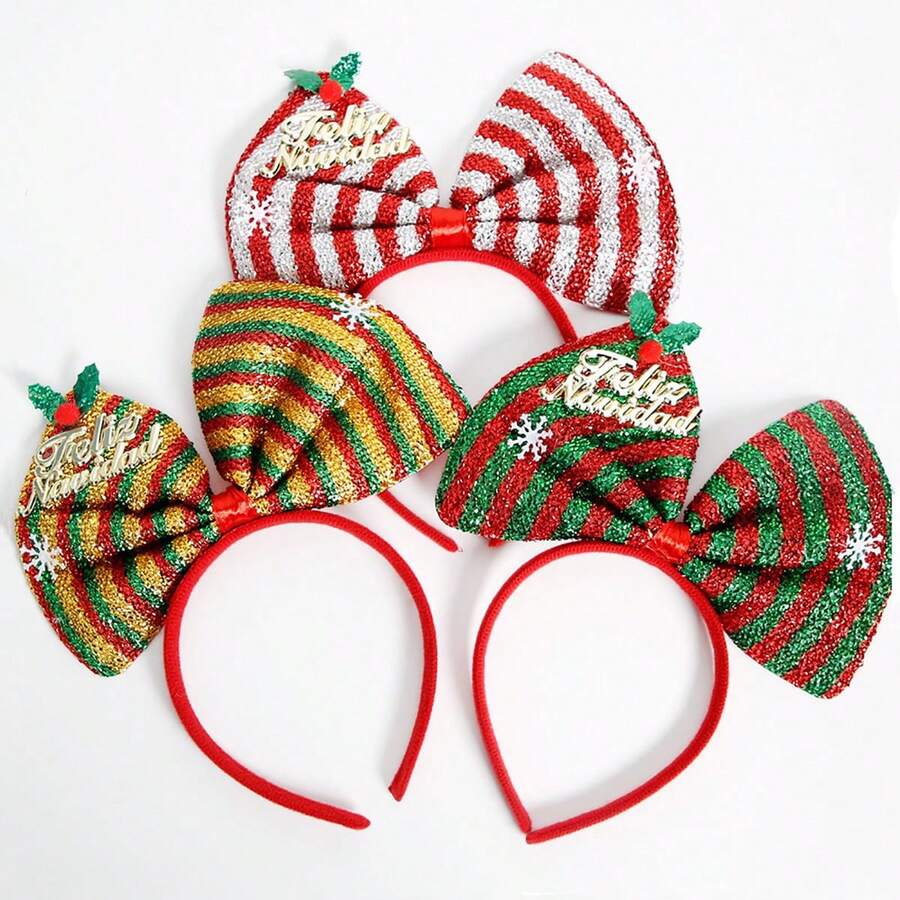 3/6 chiếc băng đô nơ Giáng sinh, thiết kế mới lạ màu sắc tươi sáng, trang trí ngày lễ, phụ kiện tiệc thích hợp cho Giáng sinh - Nhiều màu - Xem 1