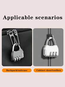 1 chiếc Khóa mật khẩu bằng thép không gỉ mini dễ thương, thích hợp cho hành lý du lịch, ba lô, cặp học sinh, cặp, ngăn kéo, tủ, đồ dùng học sinh, v.v. để bảo vệ an ninh chống trộm, thích hợp cho du lịch, ngăn kéo tủ gia đình - Bạc - Xem 5
